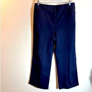 TALBOTS SZ 16 Navy  Wider Straight Leg Slit Pockets Stretchy Trousers Pants NEW
